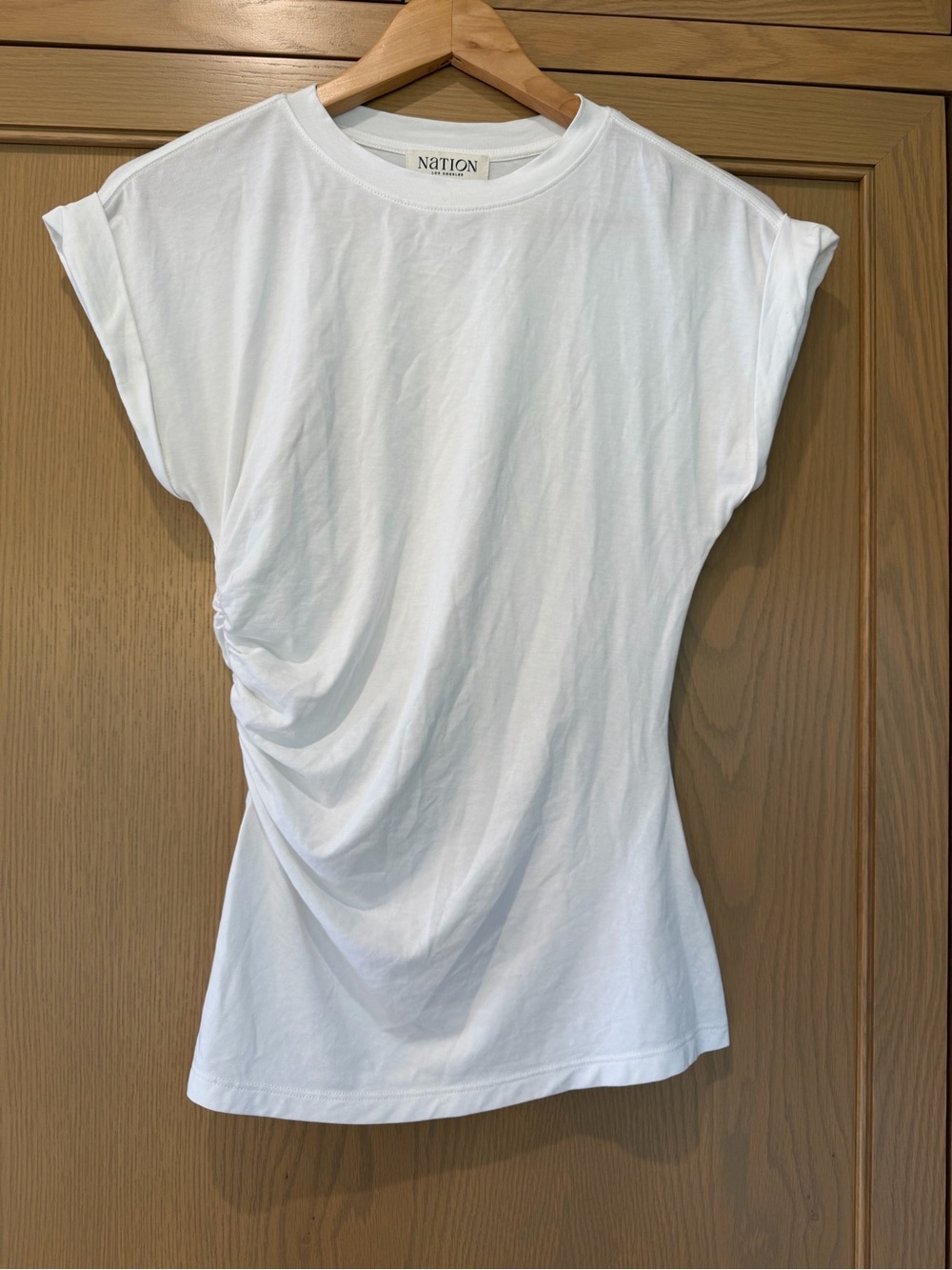 Nation Sadee Crewneck White Ruched Side Short Sleeve Tee / Xsmall — image 2 of 8
